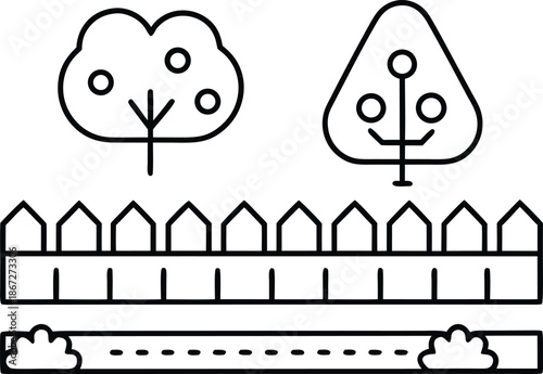 hidden gardens line art vector illustration on transparent background