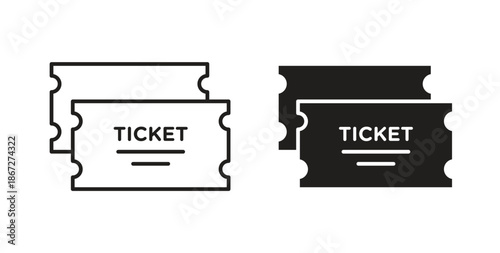 Ticket stub icons Vector Symbol Design Illustration - for app or web. color editable
