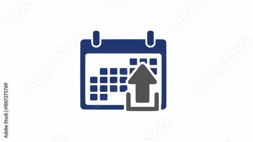 Calendar icon with arrow pointing up.