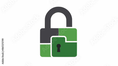 Green padlock with black handle.