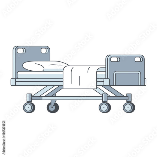 Hospital Bed with Patient Icon Vector Illustration - Medical Care