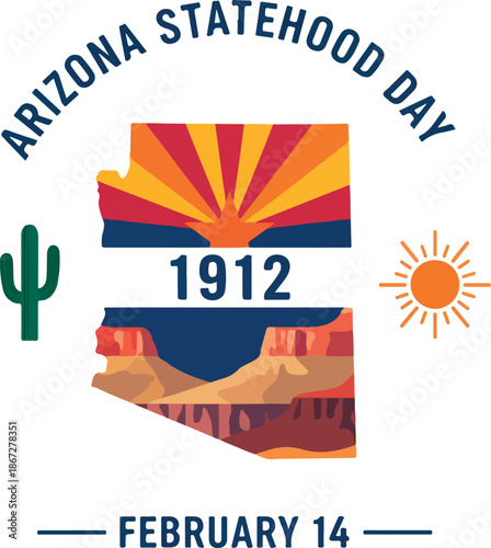 Arizona Statehood Day celebration on February 14 with iconic desert landscape