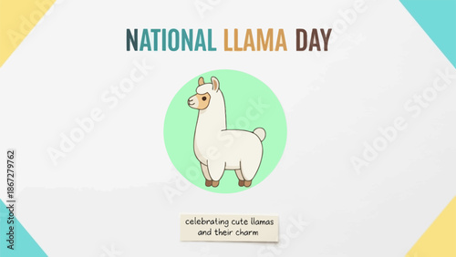 Cute Cartoon Llama Celebrating National Llama Day