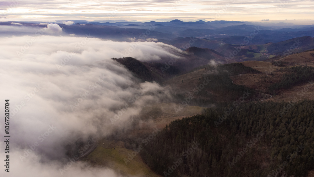 Fototapeta premium mountain summits over sea of clouds in the Basque Country