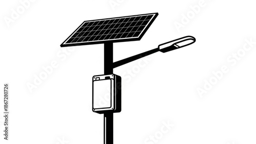 Solar powered street light illustration on a pole with a modern design concept a75f4280-4367-42df-af9c-82901b082447.svg