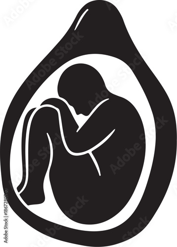 Human Fetus in Womb Gestation Period Icon