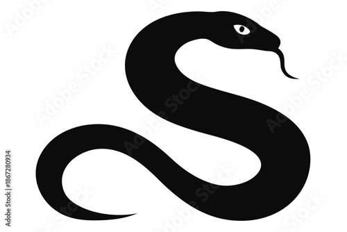 snake icon silhouette vector, snake black symbol

