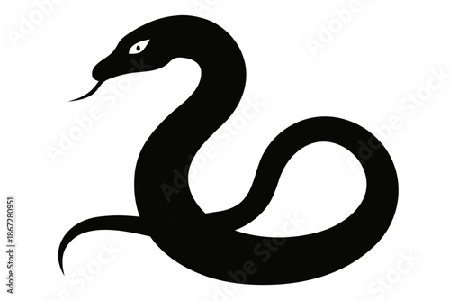 snake icon silhouette vector, snake black symbol
