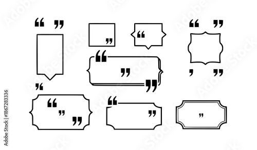 Quotation and text bracket vector illustration set with creative frames and quote banners