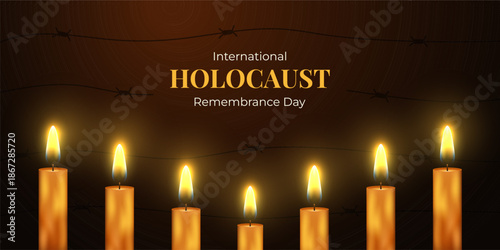 International Holocaust Remembrance Day banner template. January 27 vector illustration.