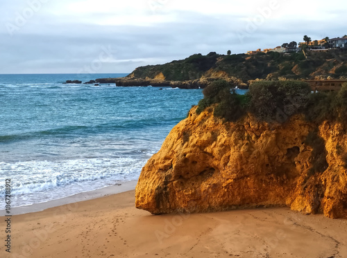 Beautiful Algarve beach Praia da oura in Albufeira in winter
