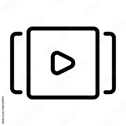 Square frame with play symbol for media preview and content thumbnails.