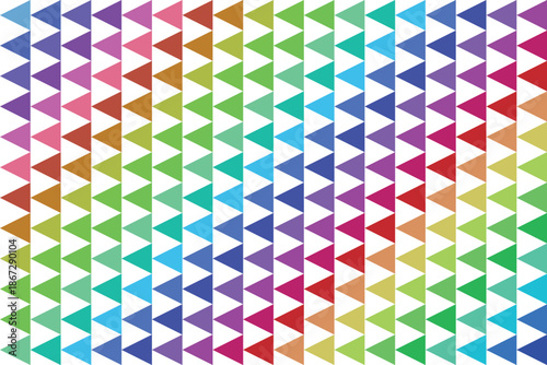 Vibrant multicolored chevron pattern with rainbow hues and white background for design and decoration with geometric and abstract and graphic