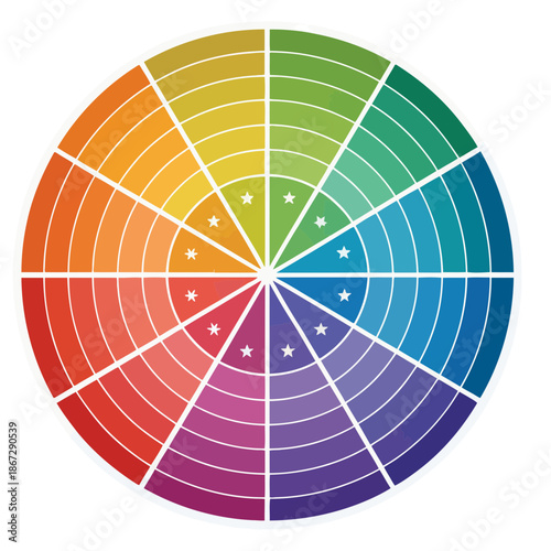 A colorful vector graphic of a circular color wheel design