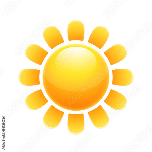 Yellow sun with rounded petals on black background 1