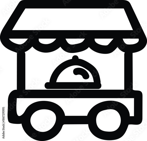 Catering icon set. Containing food service, event planning, dish, table setting, delivery, buffet, fine dining, waiter, tray, food cart, chef and more. Editable line icons. Vector illustration