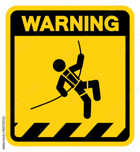 Safety Harness Required Warning Sign, Vector Illustration, Isolate On White Background Label.EPS10