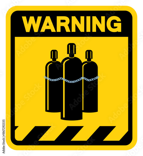 Chained Cylinders Warning Sign, Vector Illustration, Isolate On White Background Label.EPS10