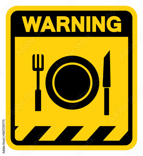 No Eating Warning Sign, Vector Illustration, Isolate On White Background Label. EPS10