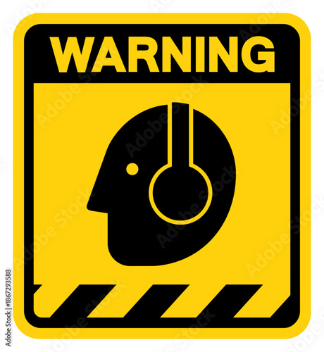 Wear Ear Protection Warning Sign, Vector Illustration, Isolate On White Background Label. EPS10