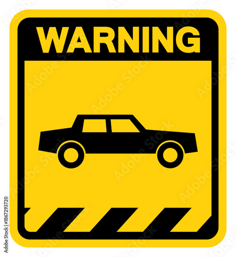 Car Warning Sign, Vector Illustration, Isolate On White Background Label. EPS10