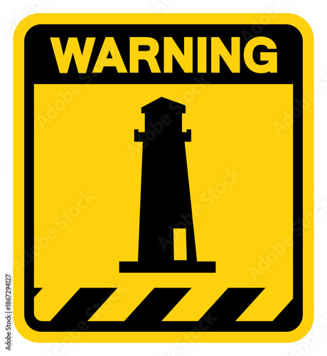 Rounded Corner Lighthouse Warning Sign, Vector Illustration, Isolate On White Background Label. EPS10