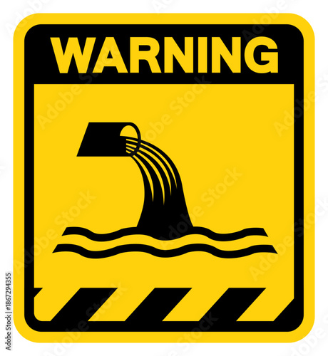 Sewage Effluent Outfall Warning Sign, Vector Illustration, Isolate On White Background Label. EPS10