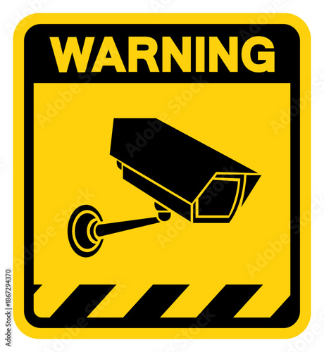 CCTV Security Camera Warning Sign, Vector Illustration, Isolate On White Background Label. EPS10