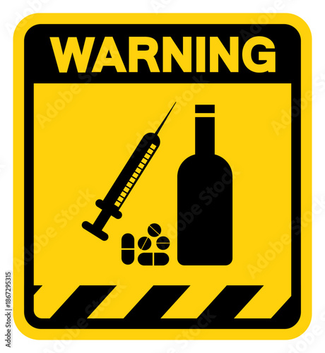 No Drugs Or Alcohol Warning Sign, Vector Illustration, Isolate On White Background Label. EPS10