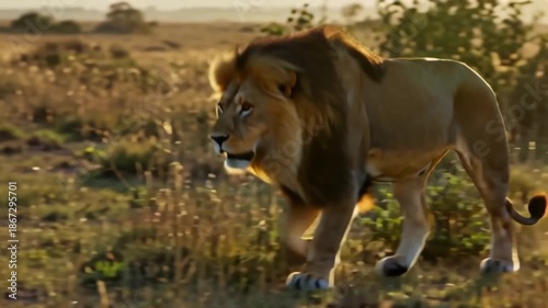 Wallpaper Mural Lion Walking in Savanna Cinematic Torontodigital.ca