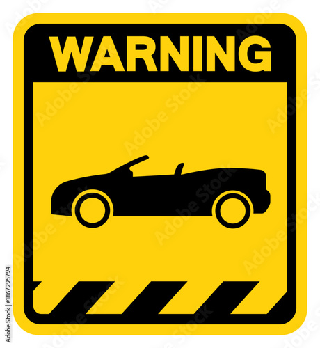 Cabrio Warning Sign, Vector Illustration, Isolate On White Background Label.EPS10