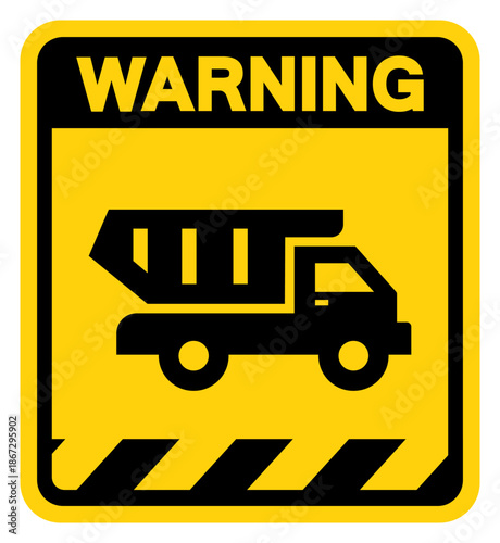 Dump Truck Warning Sign, Vector Illustration, Isolate On White Background Label.EPS10