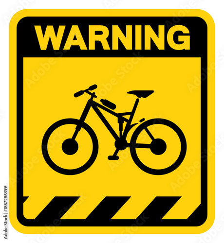 Mountain Bike Warning Sign, Vector Illustration, Isolate On White Background Label. EPS10