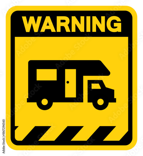 Caravan Area Warning Sign, Vector Illustration, Isolate On White Background Label. EPS10
