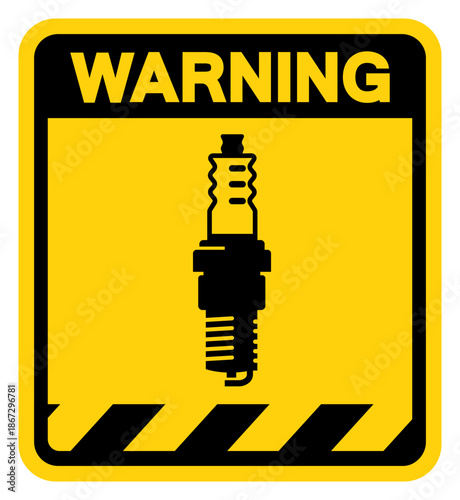 Spark plug Warning Sign, Vector Illustration, Isolate On White Background Label. EPS10
