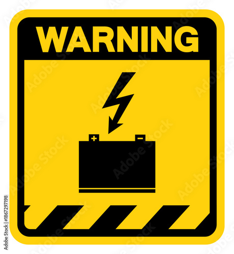 Batteries Being Charged Warning Sign, Vector Illustration, Isolate On White Background Label.EPS10