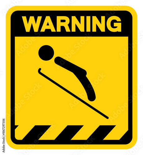 Ski Sports Area Warning Sign, Vector Illustration, Isolate On White Background Label. EPS10