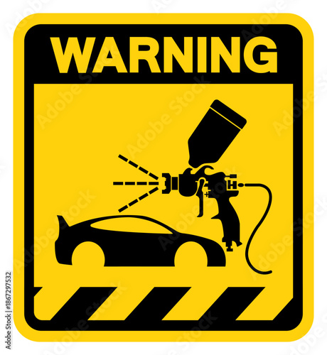Auto Body Painting Area Warning Sign, Vector Illustration, Isolate On White Background Label. EPS10