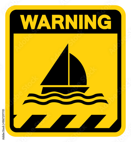 Sailing Area Warning Sign, Vector Illustration, Isolate On White Background Label. EPS10
