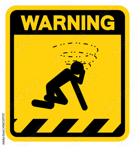 Man Dizzy Suffocation Hazard Warning Sign, Vector Illustration, Isolate On White Background Label. EPS10