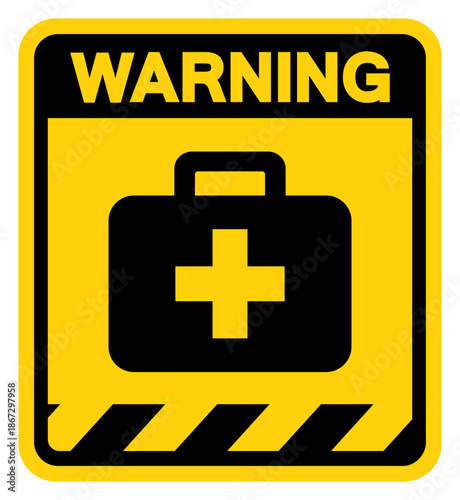 First Aid Kit Warning Sign, Vector Illustration, Isolate On White Background Label. EPS10