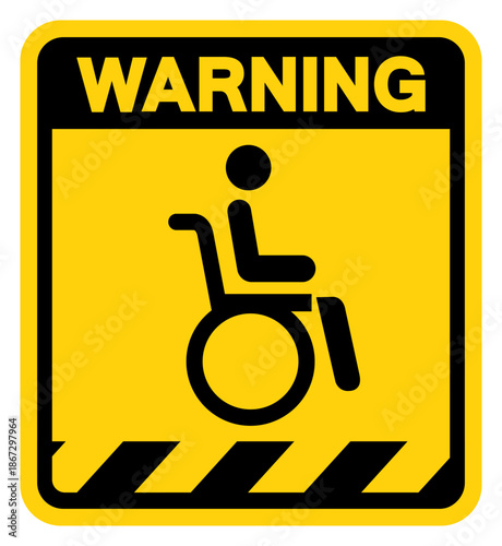 Wheel Chair Hospital Warning Sign, Vector Illustration, Isolate On White Background Label. EPS10
