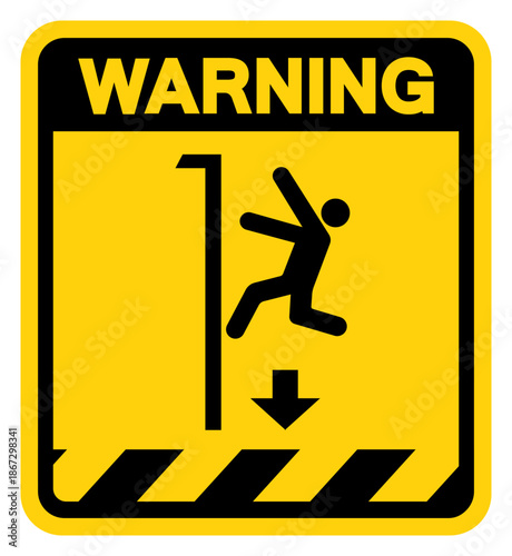 Fall Hazard Warning Sign, Vector Illustration, Isolate On White Background Label. EPS10