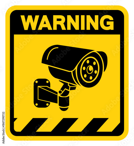 CCTV Security Camera Warning Sign, Vector Illustration, Isolate On White Background Label. EPS10