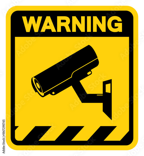 CCTV Security Camera Warning Sign, Vector Illustration, Isolate On White Background Label. EPS10