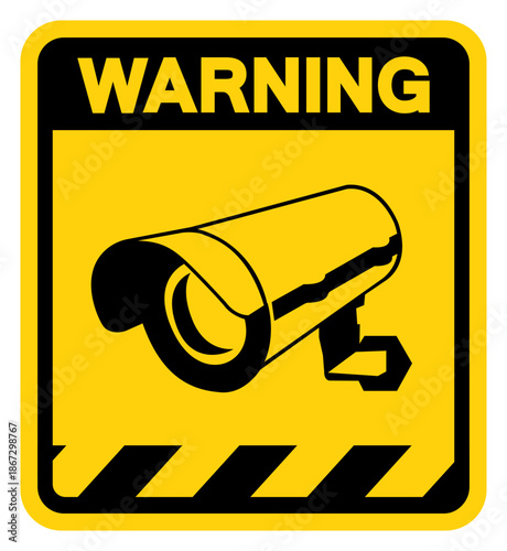 CCTV Security Camera Warning Sign, Vector Illustration, Isolate On White Background Label. EPS10