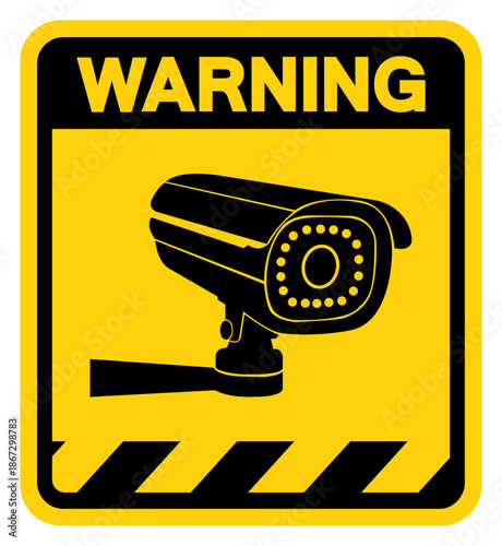 CCTV Security Camera Warning Sign, Vector Illustration, Isolate On White Background Label. EPS10