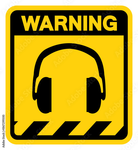 Hearing Protection Warning Sign, Vector Illustration, Isolate On White Background Label. EPS10