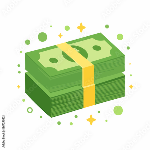Illustration of two substantial stacks of green banknotes, neatly tied, symbolizing accumulated wealth, secure savings, and the concept of financial prosperity