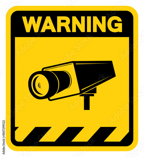 CCTV Security Camera Warning Sign, Vector Illustration, Isolate On White Background Label. EPS10